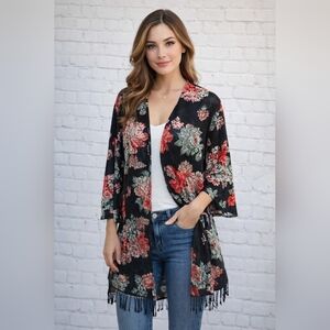 Y2K Sheer Floral Duster Robe | Dark Romantic Goth Layer | Plus 3X